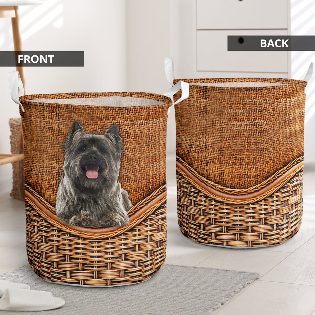 Cairn Terrier Dog Rattan Teaxture - Laundry Basket - Owls Matrix LTD