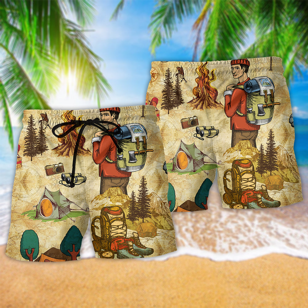 Camping Life Love Human Vintage Style – Beach Short