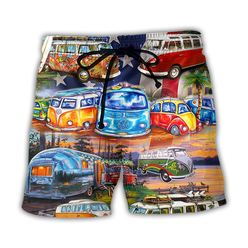 Camping America Independence Day Art – Beach Short