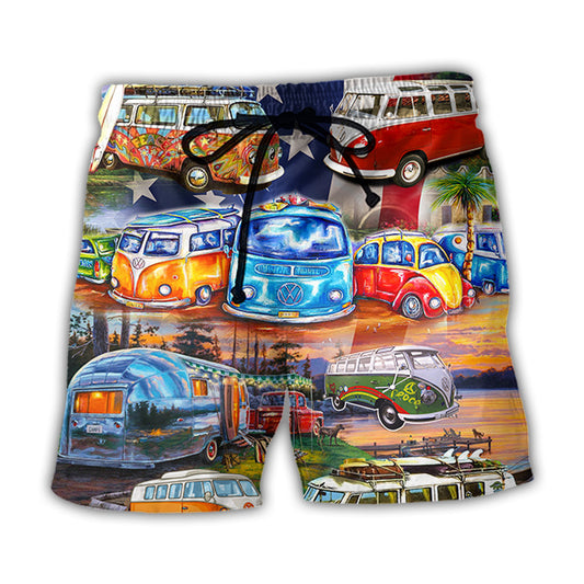 Camping America Independence Day Art – Beach Short