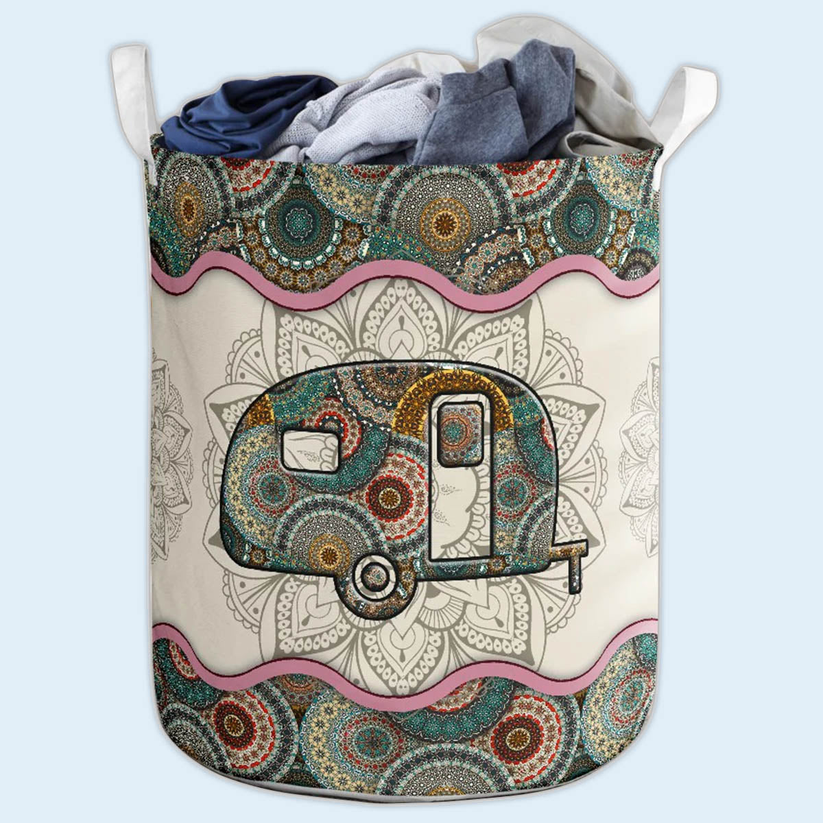 S: 17.72”x13.78” (45x35 cm) Camping Van Basic Style – Laundry Basket - Owls Matrix LTD