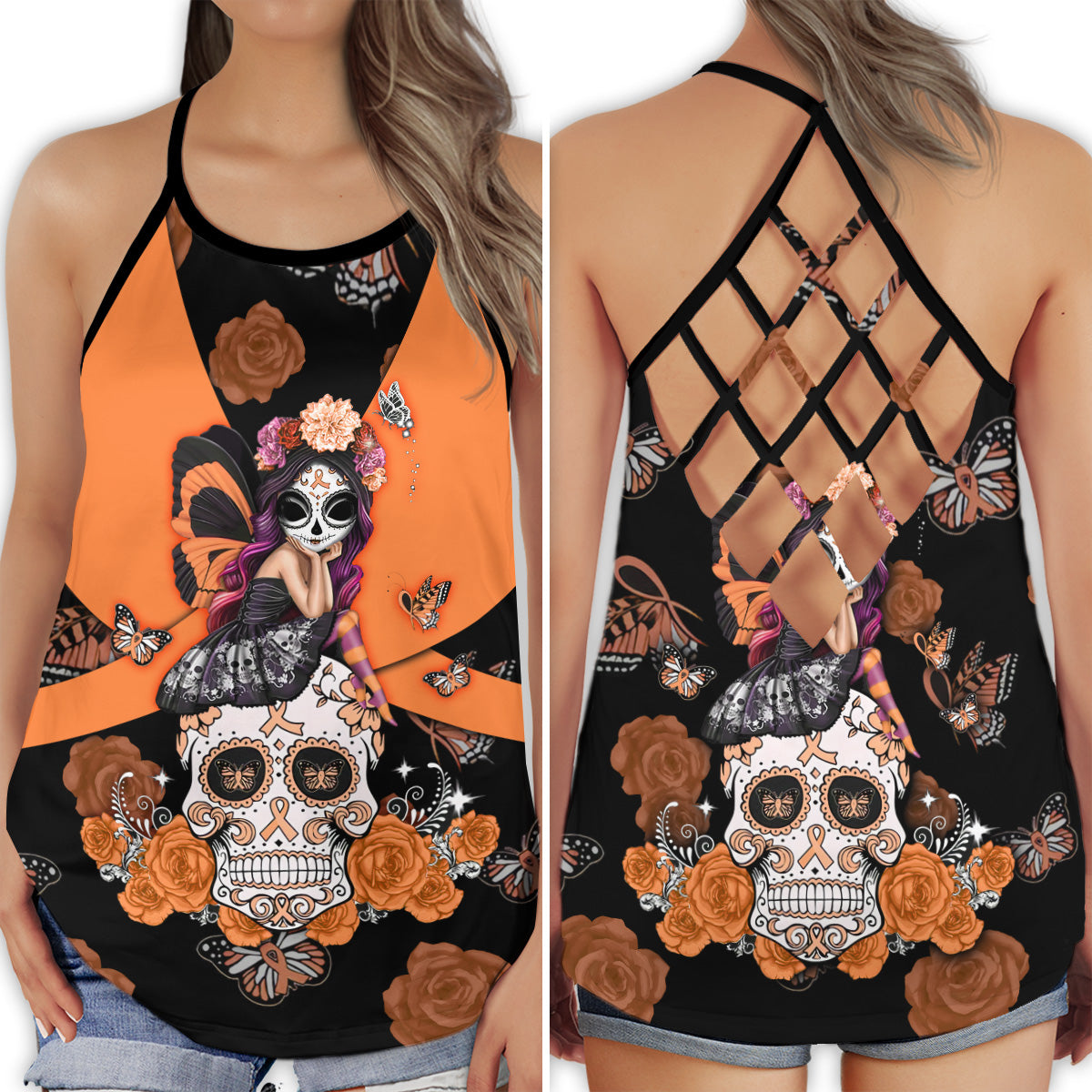 Breast Cancer Strong Skull – Hollow Tank Top