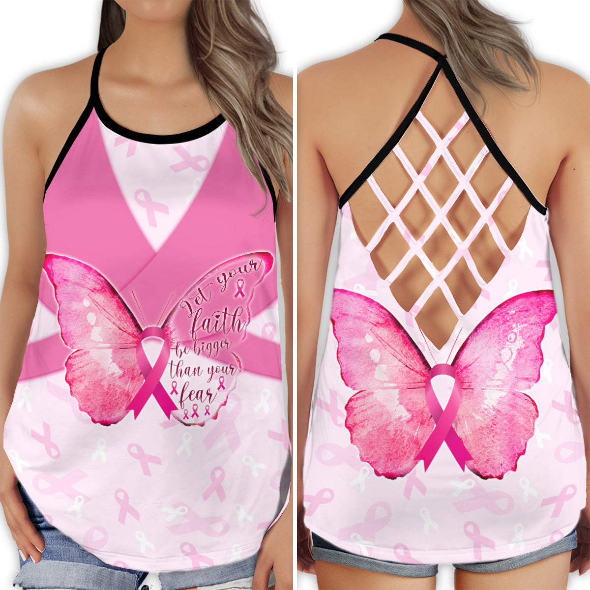 Breast Cancer Strong Faith Pink – Hollow Tank Top