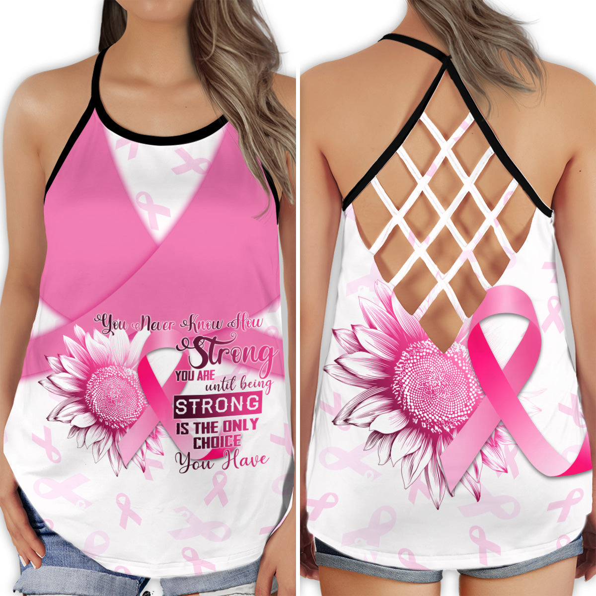 Breast Cancer Sunflower Pink Support – Hollow Tank Top