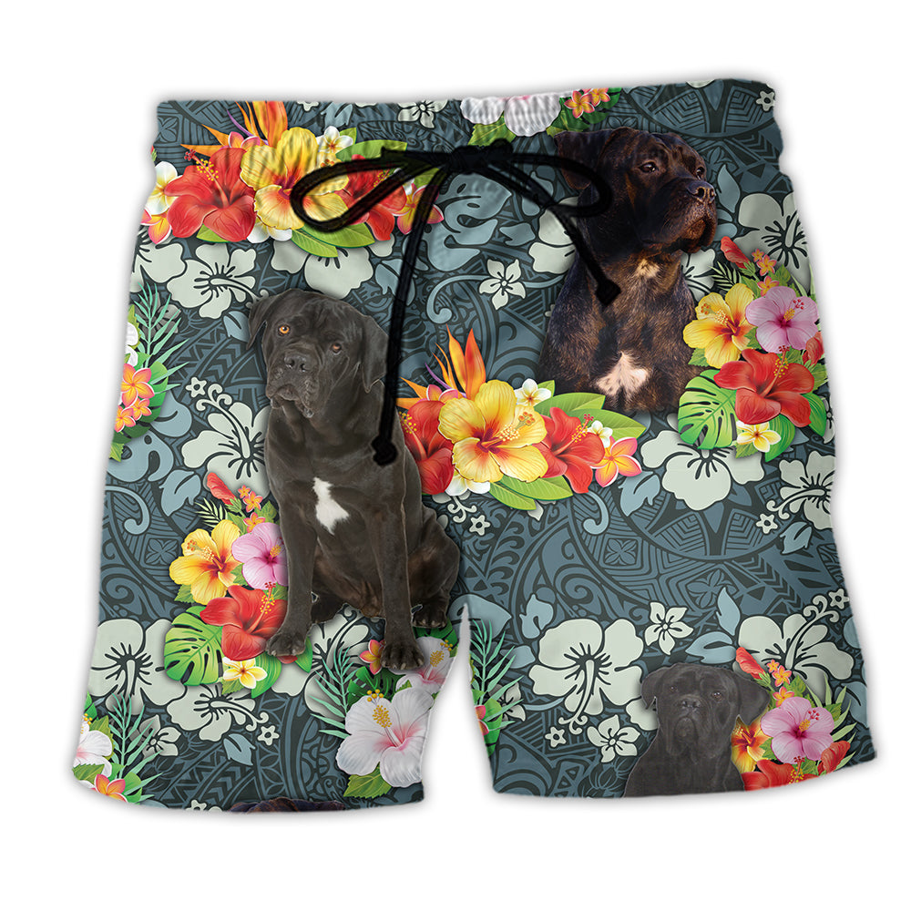 Cane Corso Dog Tropical Floral – Beach Short