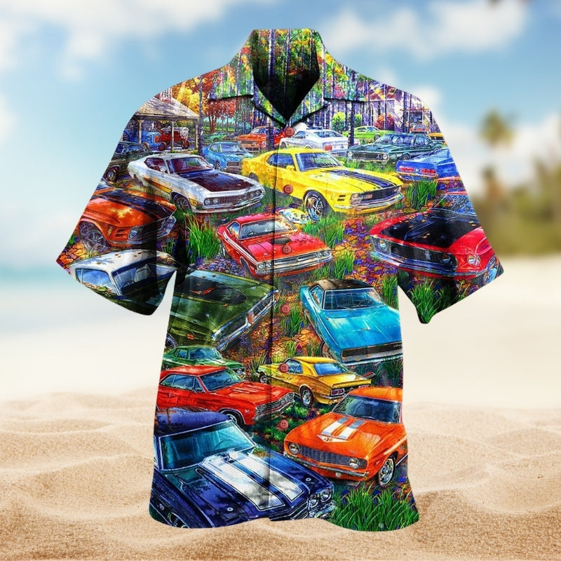 Car In The Garden Colorful Style Limited Edition – Hawaiian Shirt