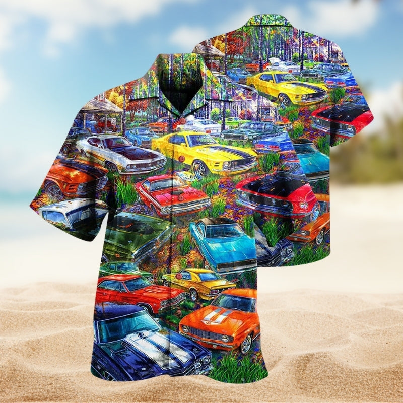 Car In The Garden Colorful Style Limited Edition – Hawaiian Shirt