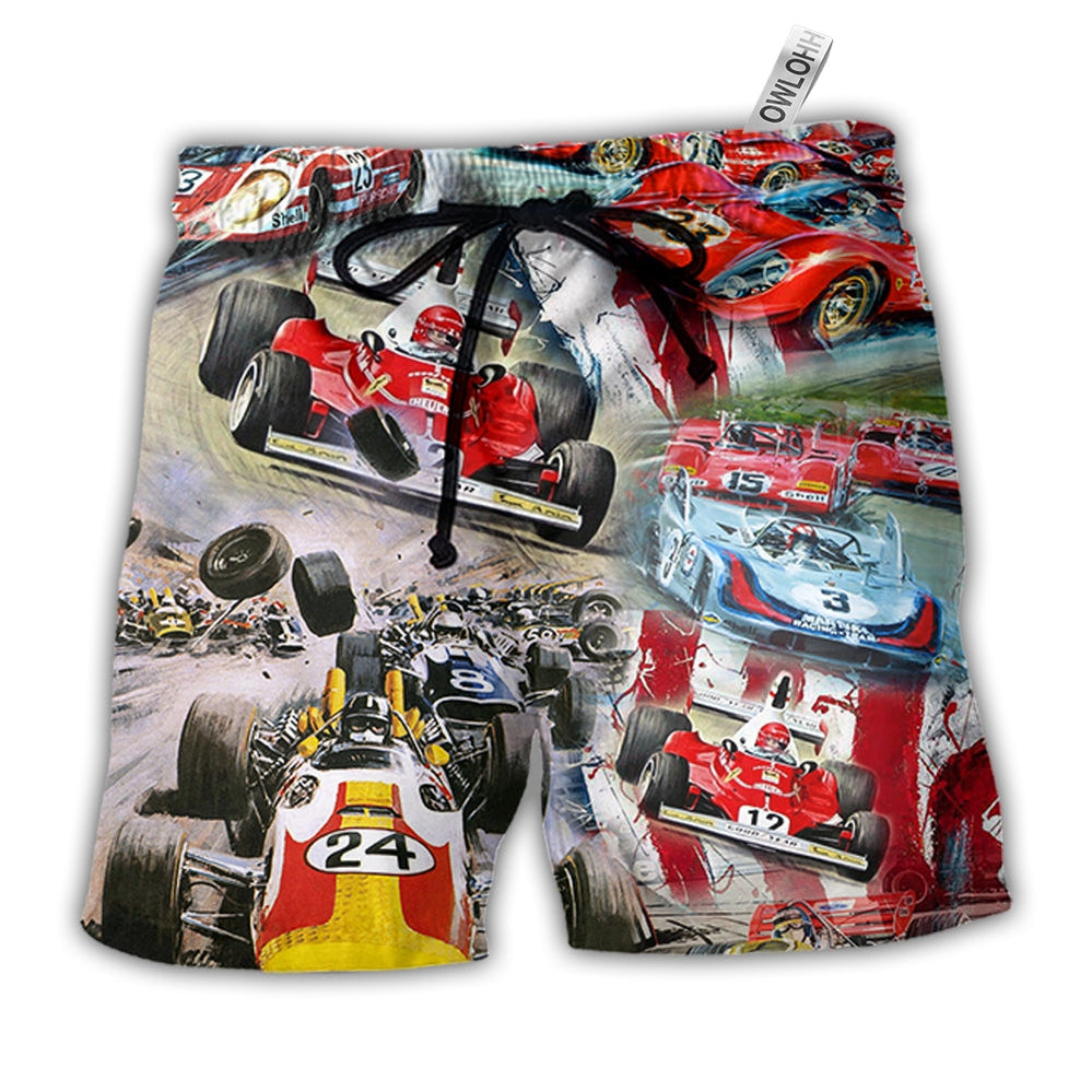 Beach Short / Adults / S Car Racing Independence Day America - Beach Short - Owls Matrix LTD