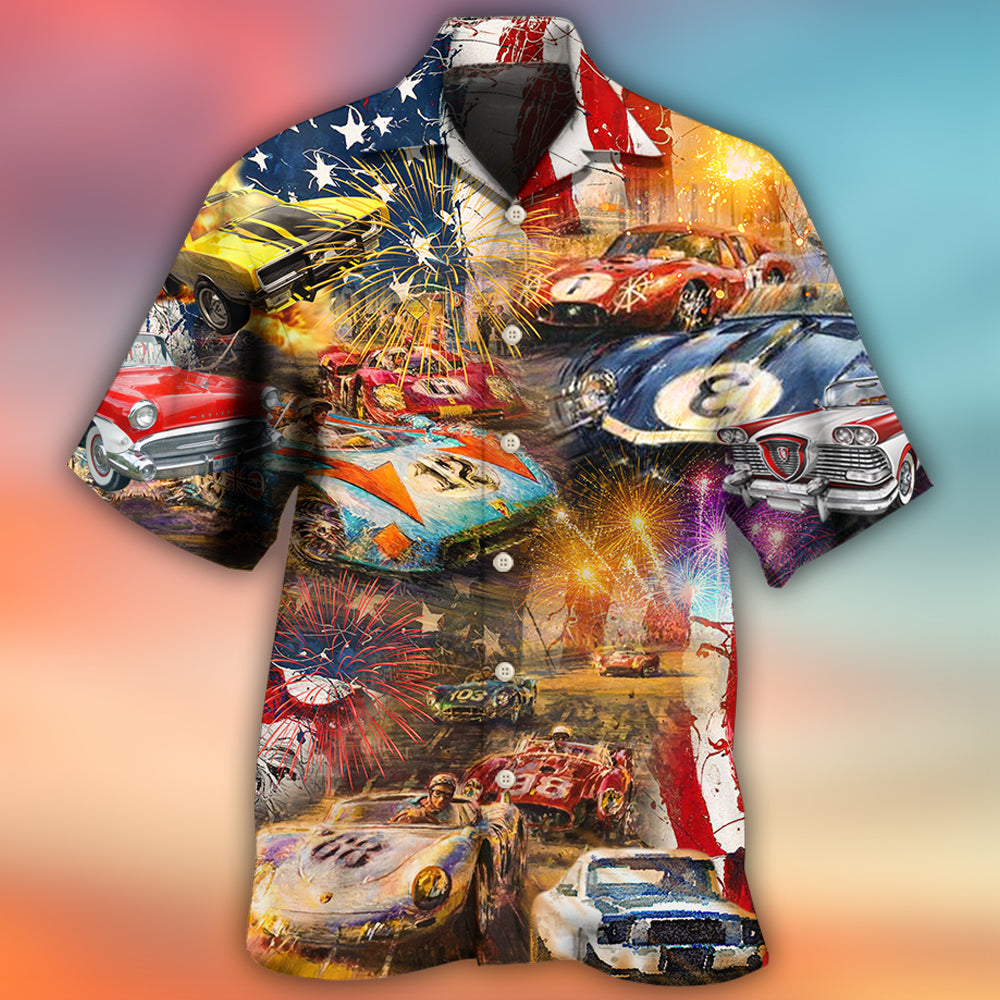 Patriotic Car Racing Independence - Hawaiian Shirt