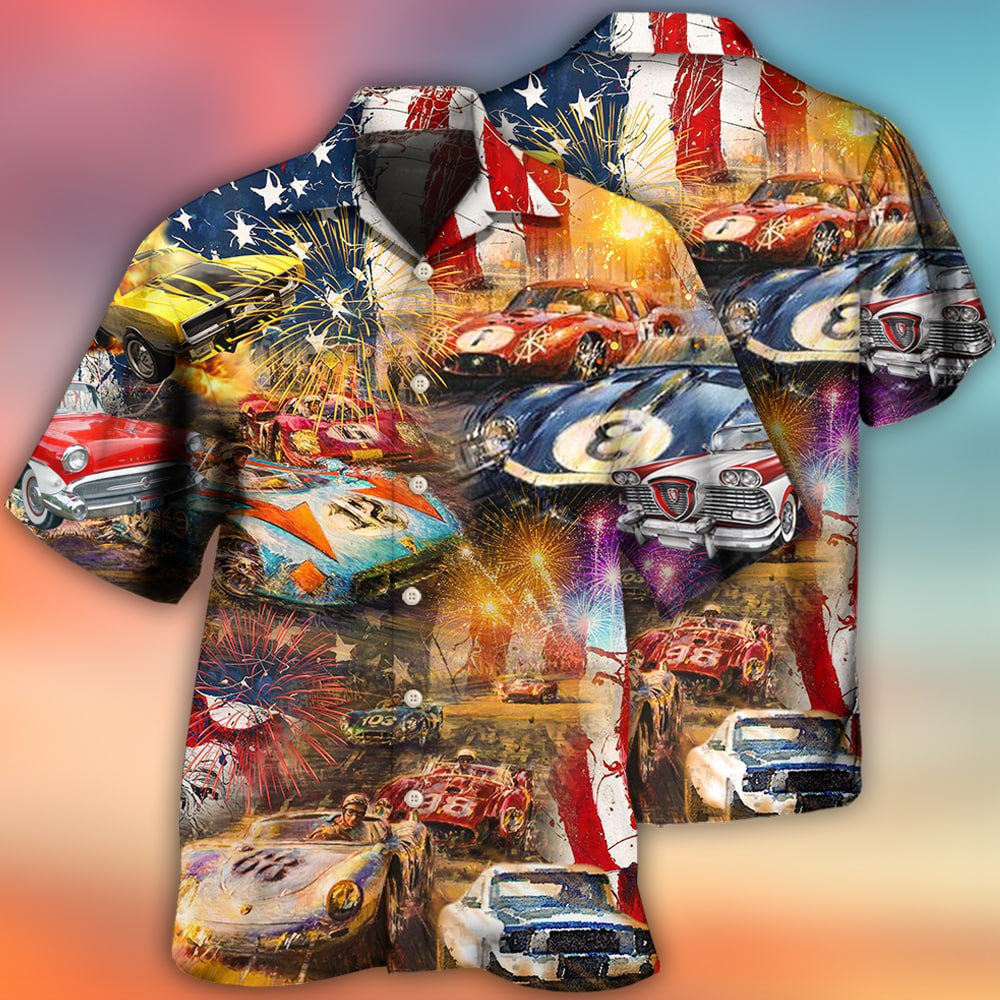 Patriotic Car Racing Independence - Hawaiian Shirt