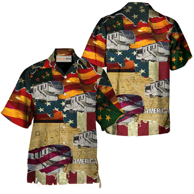 Car American Sunset Custom Design – Hawaiian Shirt