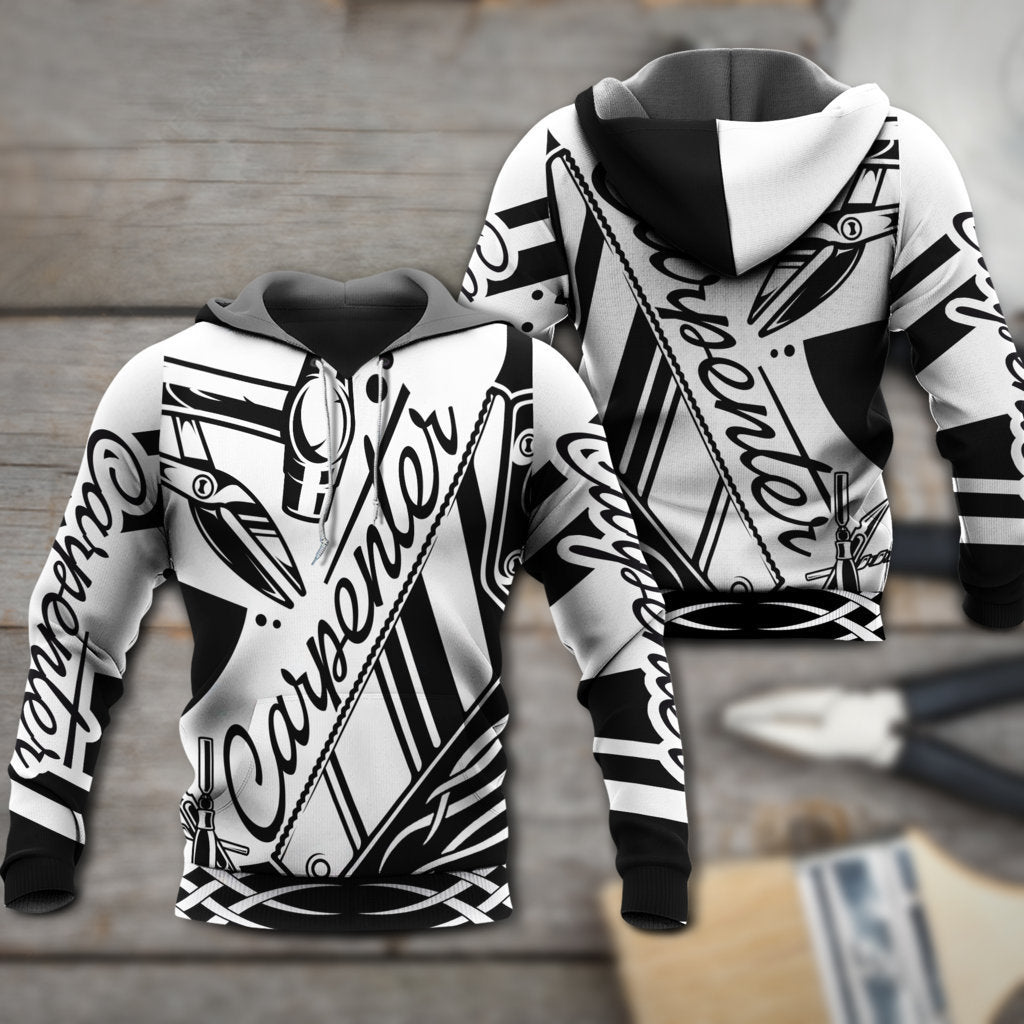 Carpenter Black White Hard Work - 3D Hoodie3