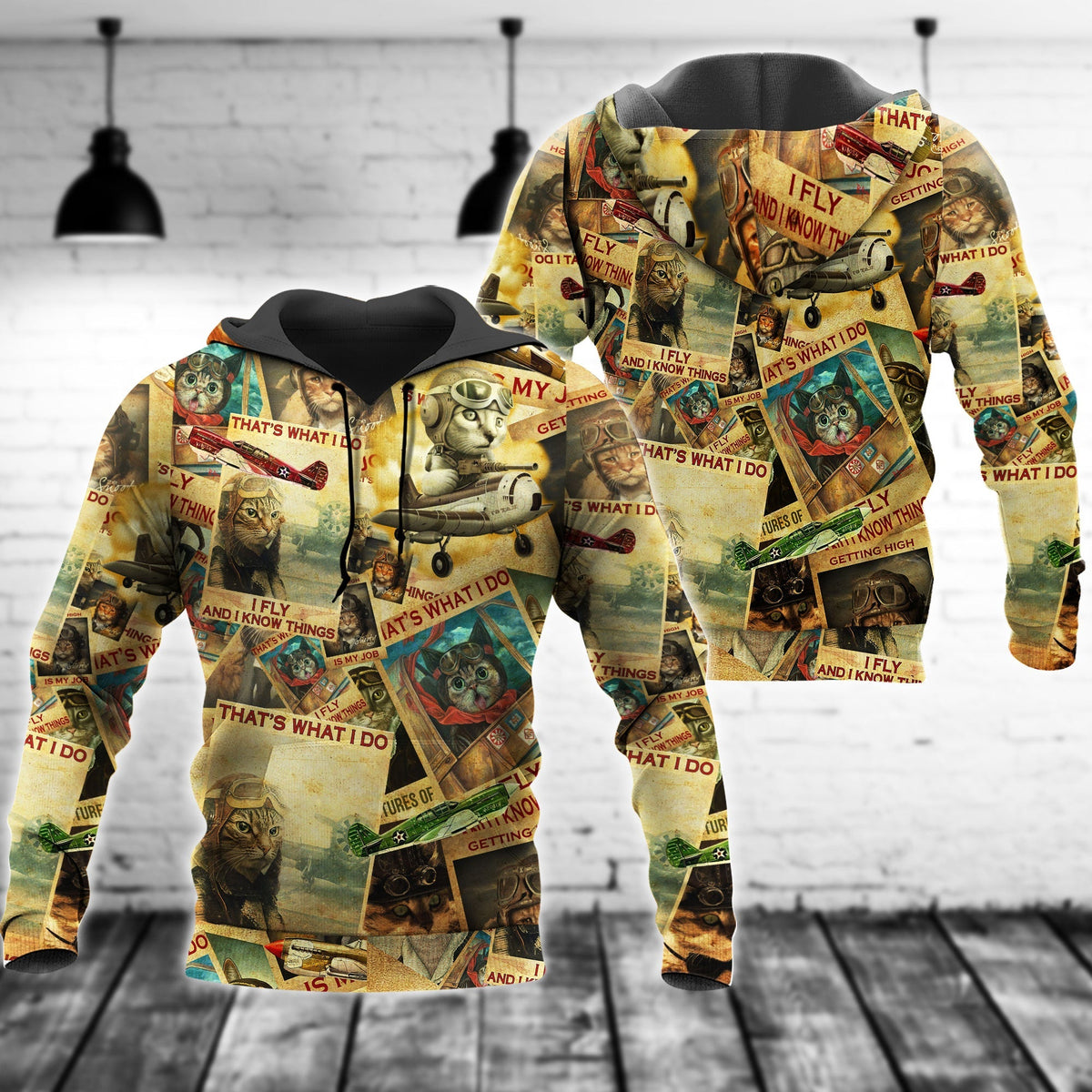 Cat Amazing Pilot Art – 3D Hoodie