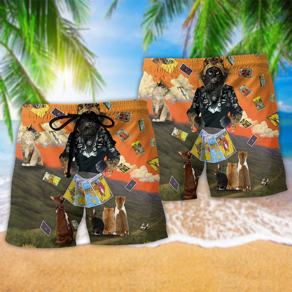 Cat Tarot Mystic Art – Beach Short