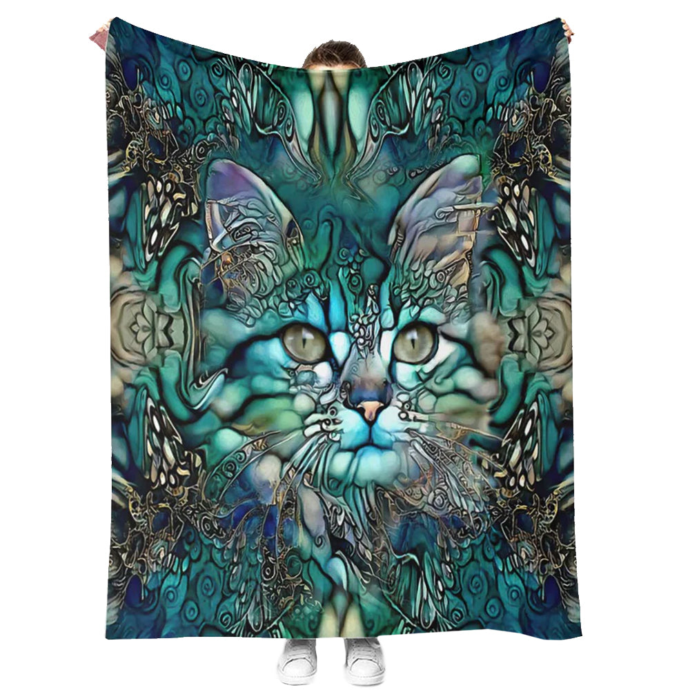 Cat 50 x 60 Inch Flannel Blanket For Cozy Bedroom And Sofa Decor