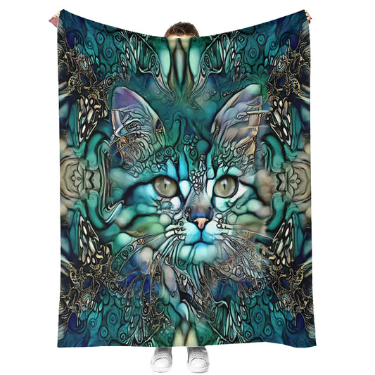 Cat 50 x 60 Inch Flannel Blanket For Cozy Bedroom And Sofa Decor