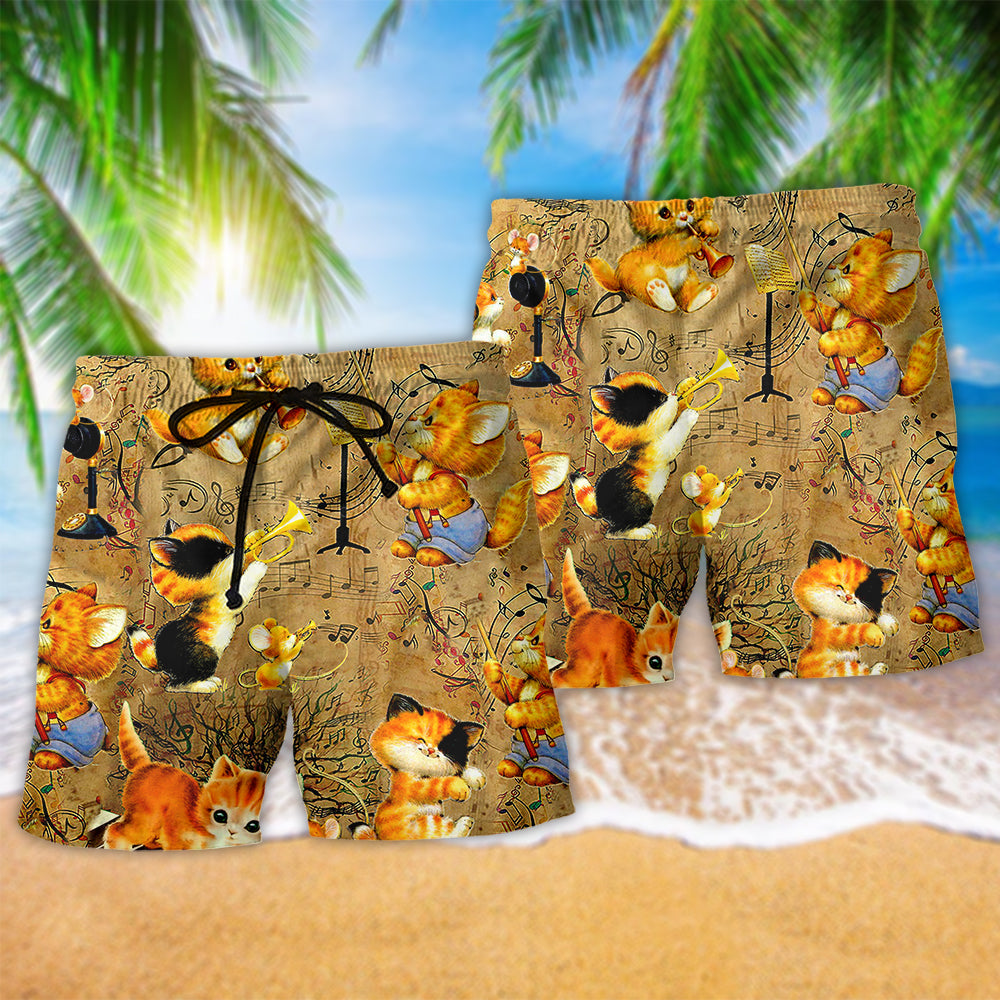 Baby Cat Loves Music Funny – Beach Short