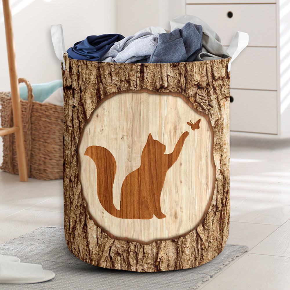 Cat Bark Wood Classic - Laundry Basket - Owls Matrix LTD