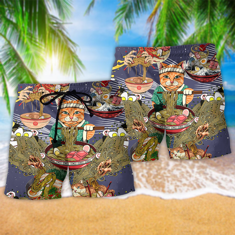 Cat Eating Cute Style – Beach Short