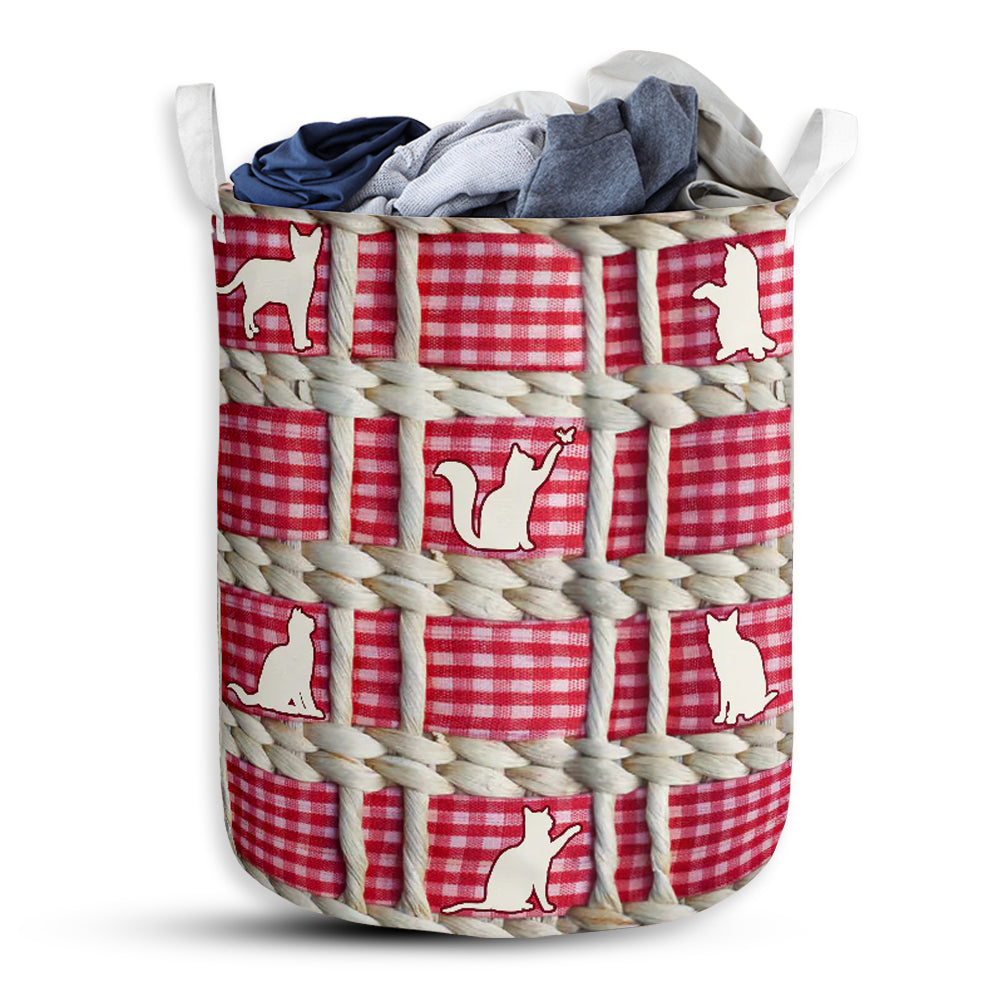 S: 17.72”x13.78” (45x35 cm) Cat Embroidery Rattan Basic Style - Laundry Basket - Owls Matrix LTD