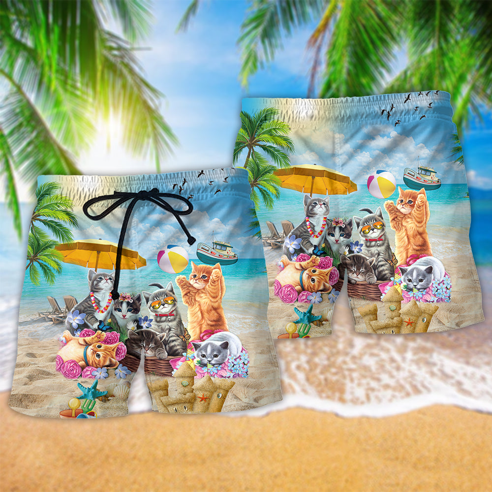 Cat Love Sunshine Beach Life - Beach Short