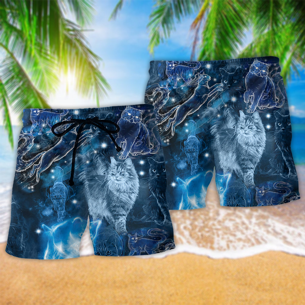Blue Neon Cat Love – Beach Short