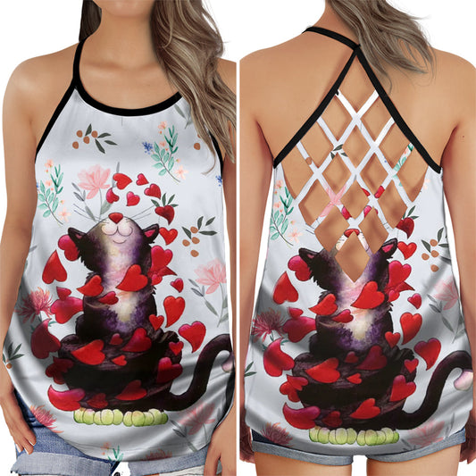 Cat Peaceful Summer Heart Collection – Hollow Tank Top