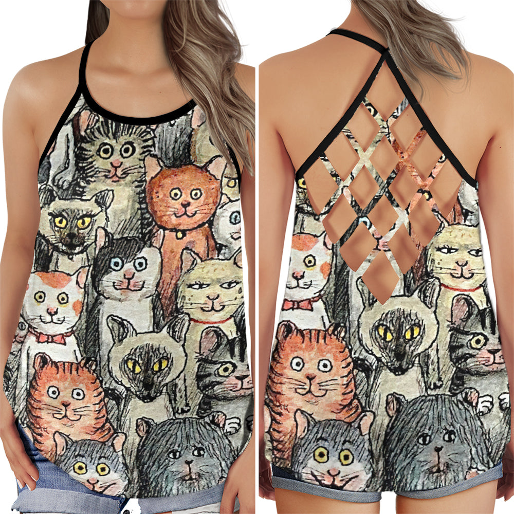 Cat Lover Multi Breed Charm - Hollow Tank Top