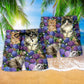 Purple Cat Lovely Flowers – Beach Short