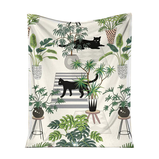 Cat Lovely Black Cats 50 x 60 Inch Flannel Blanket For Cozy Bedroom And Sofa Decor