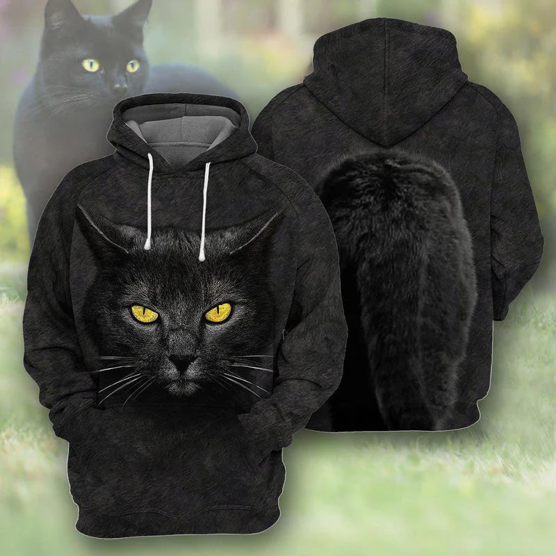 Cat Loves Darkness Art - 3D Hoodie