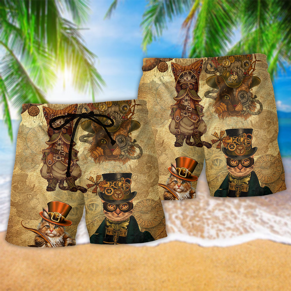 Vintage Cat Machine Art – Beach Short