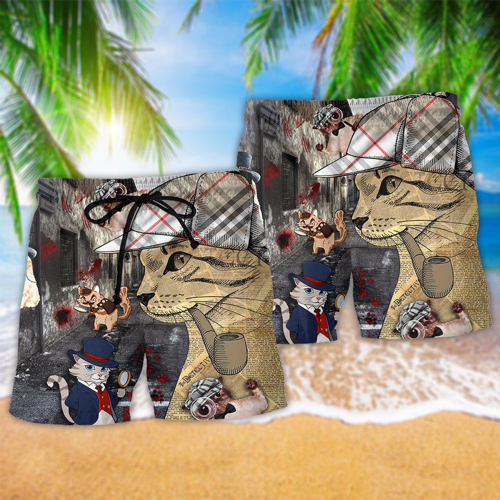 Detective Cat Mystery Style – Beach Short