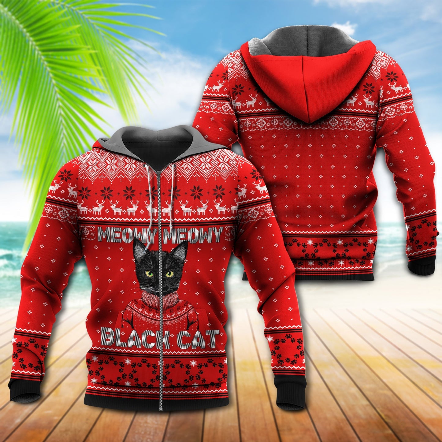 Cat Merry Christmas Meowy Art – 3D Hoodie
