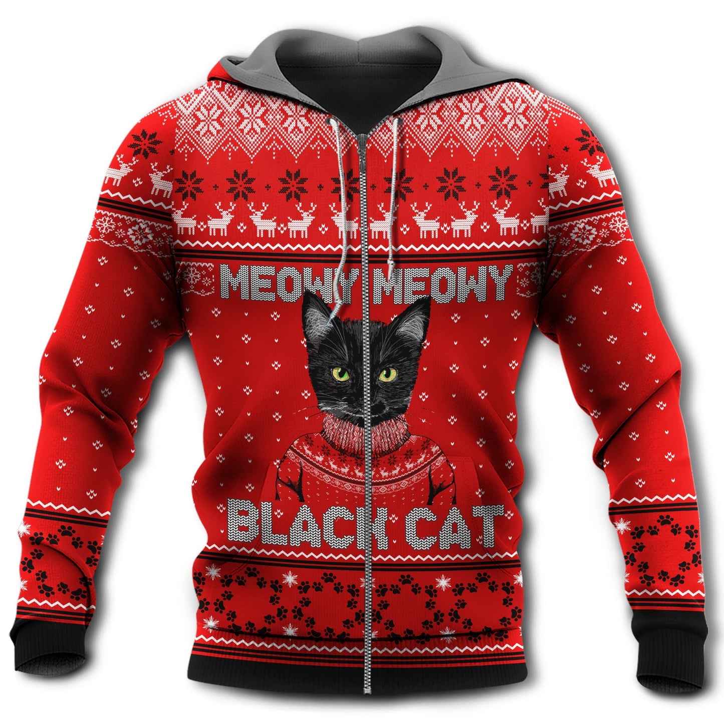 Cat Merry Christmas Meowy Art – 3D Hoodie