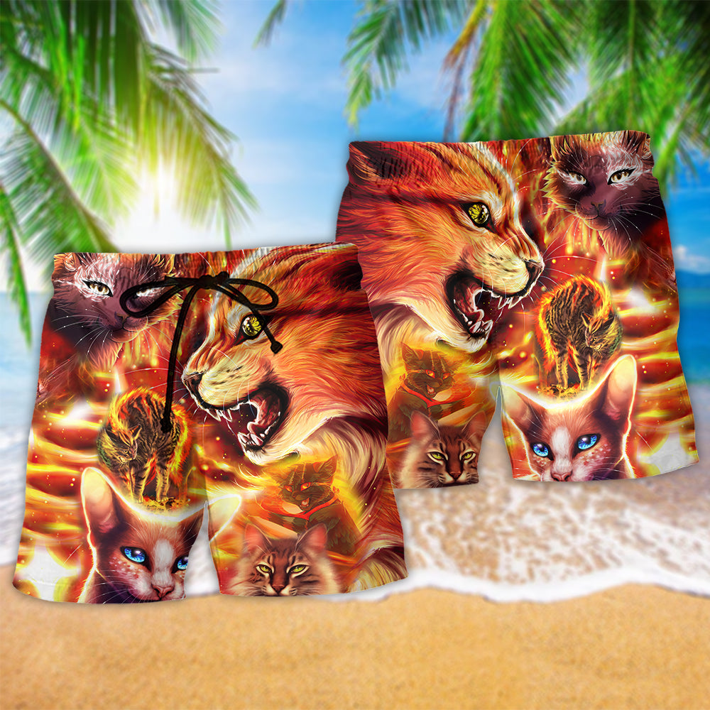Fire Playing Cat Fantasy Art – Beach Short