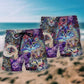 Psychedelic Purple Cat Art – Beach Short
