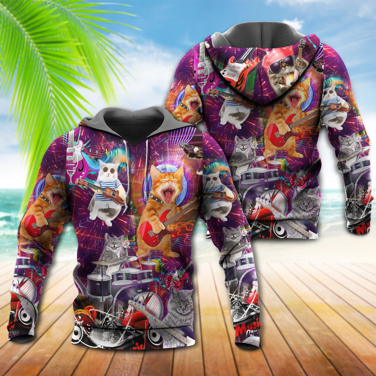 Rock Cat Music Lover Style - 3D Hoodie