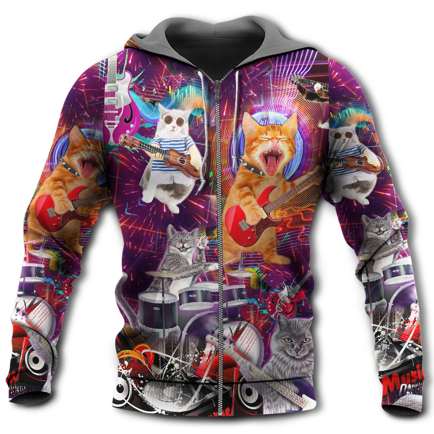 Rock Cat Music Lover Style - 3D Hoodie