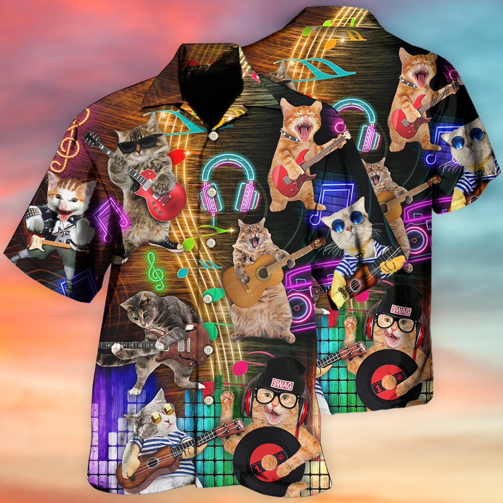 Rocker Cat Cool Music Style - Hawaiian Shirt