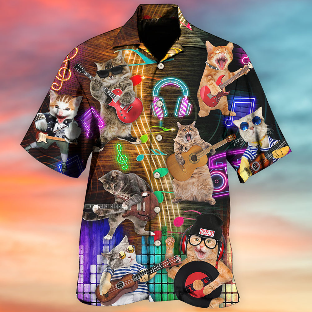 Rocker Cat Cool Music Style - Hawaiian Shirt