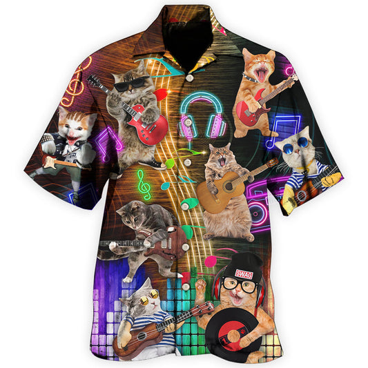 Rocker Cat Cool Music Style - Hawaiian Shirt