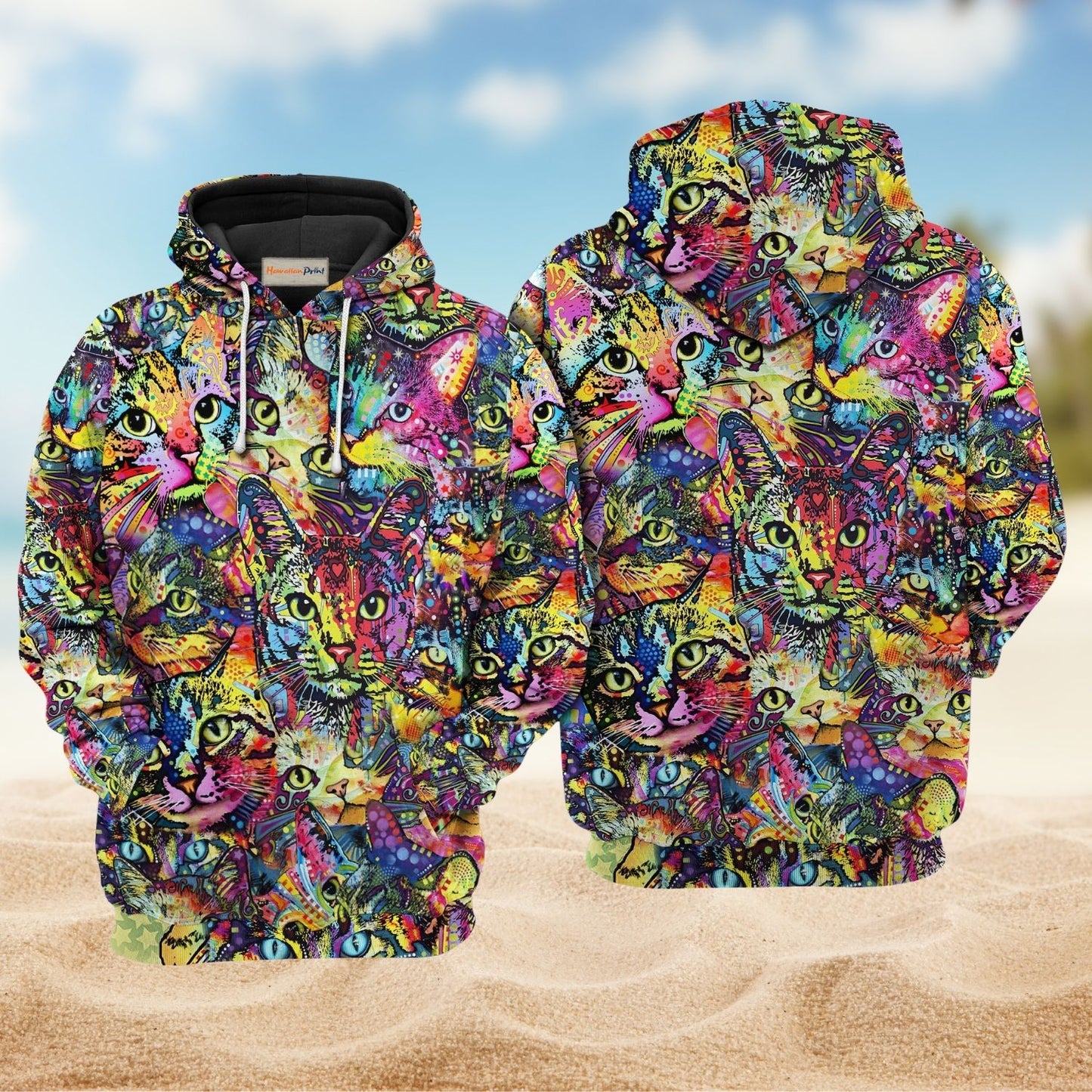 Cat Smile Colorful Art – 3D Hoodie