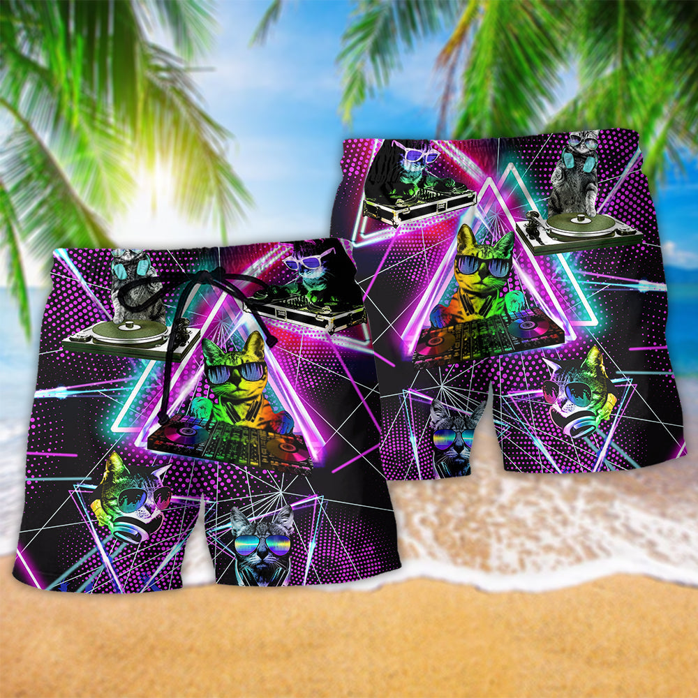 Cool DJ Cat Music Art – Beach Short