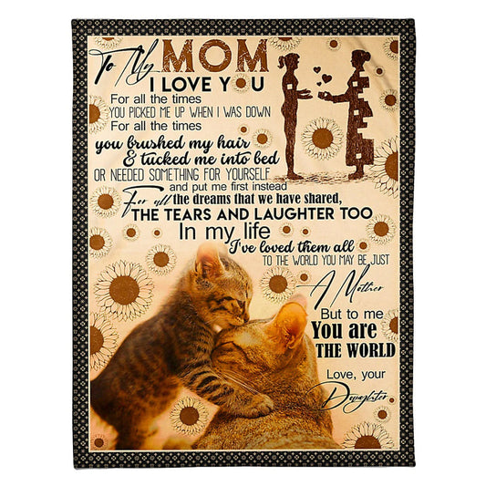 Cat To My Mom Cat In My Life 50 x 60 Inch Flannel Blanket For Cozy Bedroom And Sofa Decor