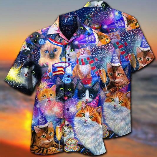 Cat Wishing You Happy New Year - Hawaiian Shirt
