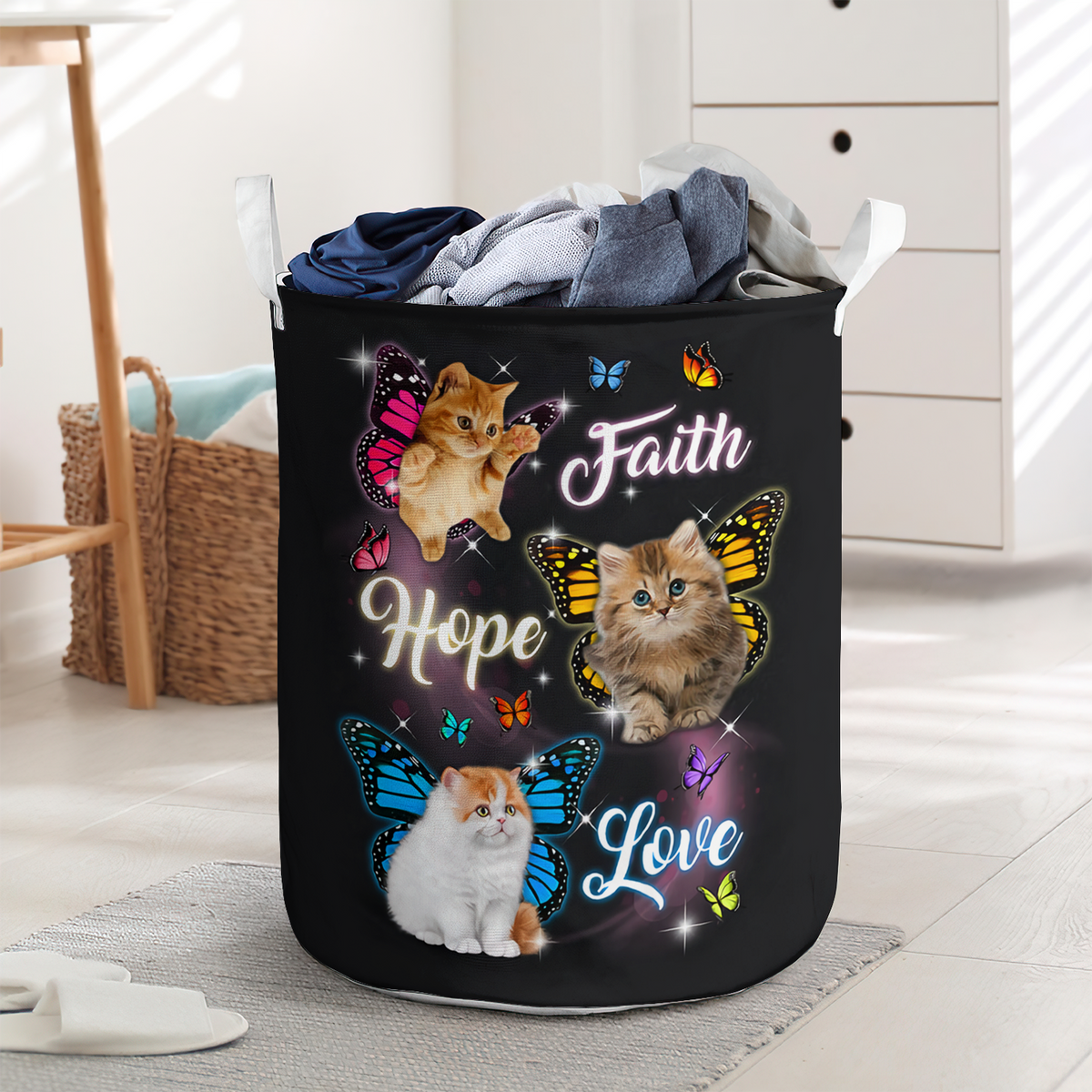 Lovely cat faith hope love - Laundry basket - LAUB01NGC020322-Owls Matrix