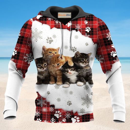 Cat Loves Snow Cute Style - 3D Hoodie