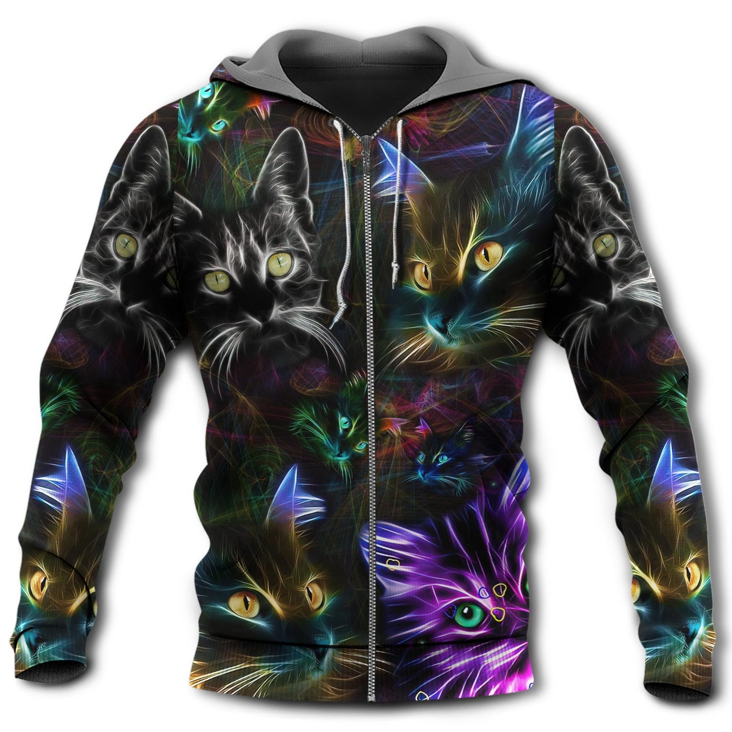 Cat Neon Glow Style - 3D Hoodie