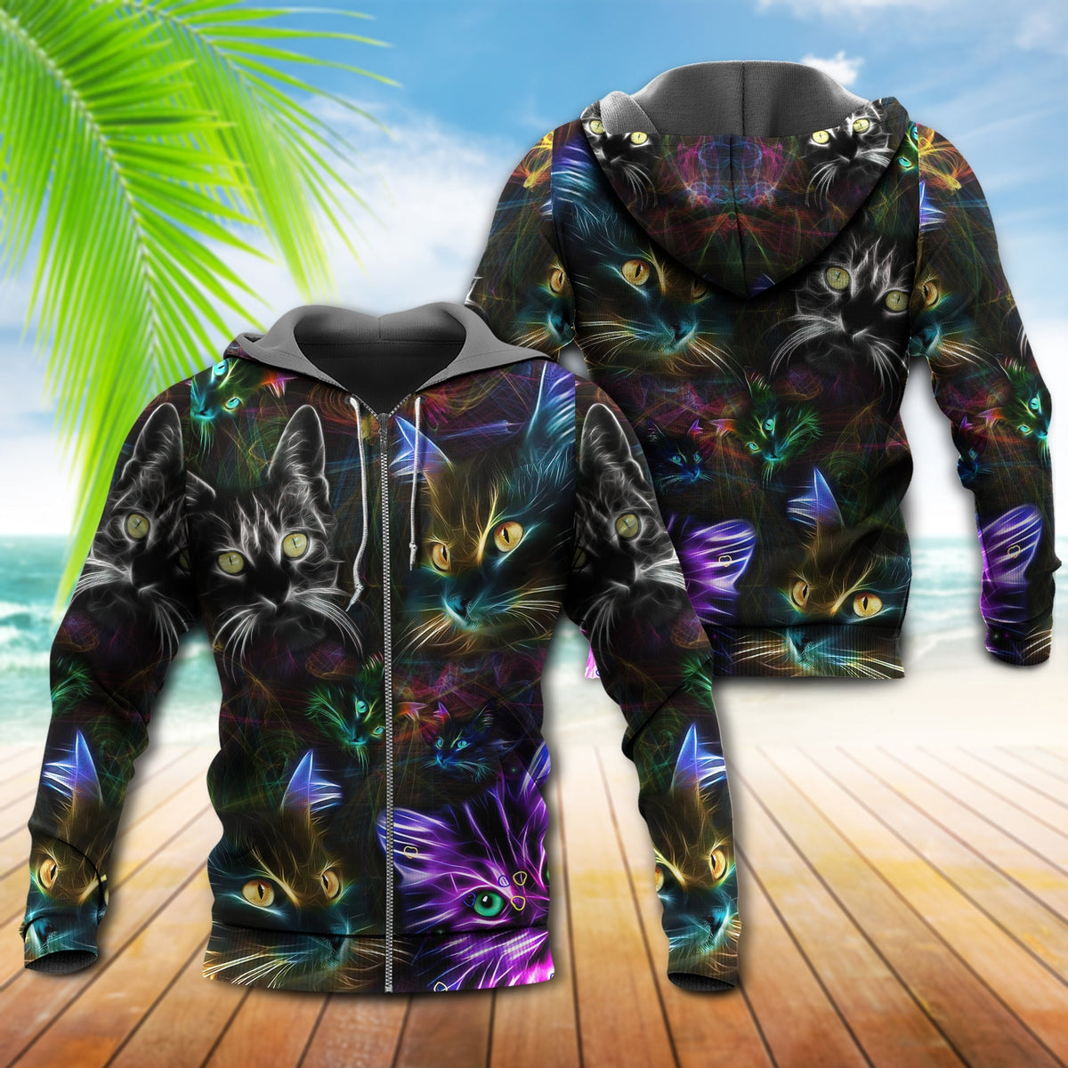 Cat Neon Glow Style - 3D Hoodie